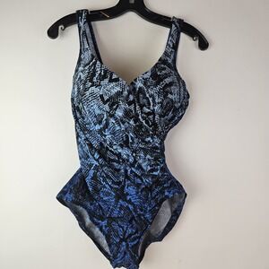 Miraclesuit Boa Blues It's A Wrap One Piece Bathing Suit Swimsuit Size 14 Snake